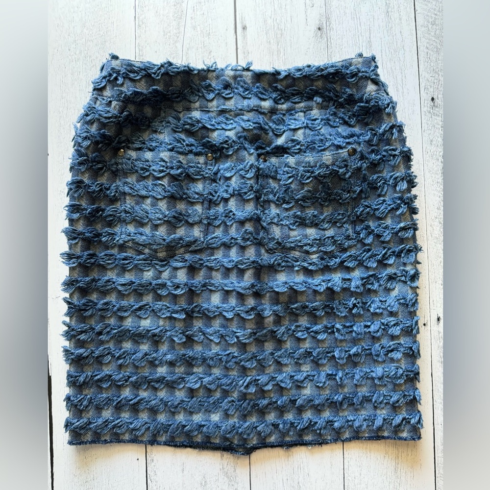 W by Worth Denim Frayed Blue Skirt - Picture 8 of 12